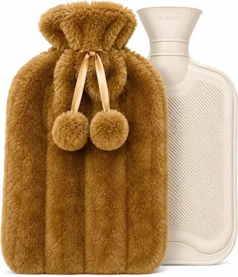 Productafbeelding van Warmwaterkruik met luxe, gezellige bontkruik biedt warmte en pijnverlichting, standaard voor handvoeten warmer