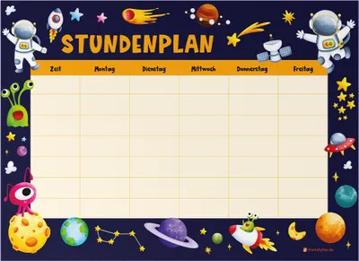 Produktbild von Friendly Fox magnetischer Stundenplan Weltraum, Stundenplan abwischbar, Stundenplan 1. Klasse Junge Mädchen, inkl. Folienstift