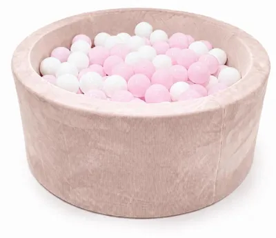 Produktbild von Angelove Bällebad für Babys Hellbeige 75 x 30 cm mit 150 Bällen Weiß und Rosa