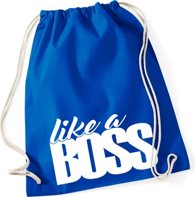 Produktbild von Huuraa Turnbeutel like a Boss Spruch 12 Liter Bright Royal Baumwolle Rucksack Geschenkidee