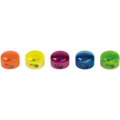 Produktbild von M+R Dosenanspitzer Top Duo, rund, 2-Loch, Ø 8 mm + 11 mm, Spitzform spitz-lang, Metall-Spitzer, für Bleistifte/Farbstifte, sortiert