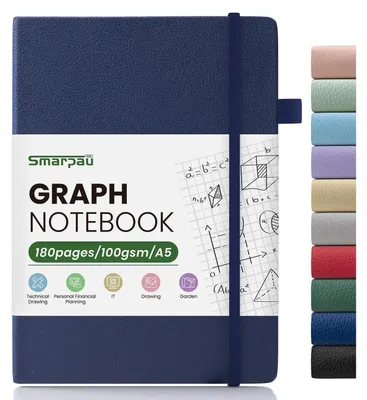 Obrázok produktu pre Zošit A5, tvrdá väzba, členený, 180 strán, 100 g/m², tmavomodrá, 14,5 x 21 cm