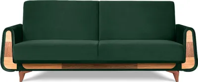 Produktbild von KONSIMO Sofa 3 Personen mit Schlaffunktion und Armlehnen "GUSTAVO", Dunkelgrün, Velourstoff, Modern, 230x98x98 cm