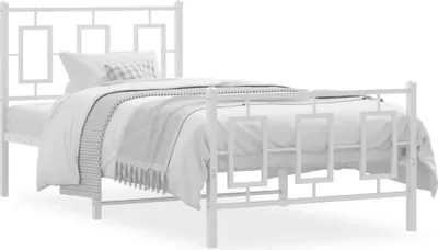 Produktbild von Möbel Bettgestell mit Kopf- und Fußteil Metall Weiß 90x200 cm - Klassische Betten 374301
