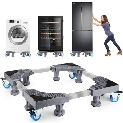 Productafbeelding van Verstelbaar onderstel voor wasmachines, geschikt voor een breedte van 42-65 cm, met 8 poten en 4 wielen, geschikt voor een gewicht tot 300 kg