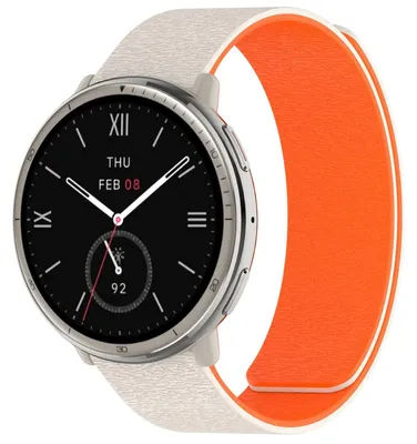 Produktbild von Für Amazfit Active 2 / Active 2 Square Design Silikon Soft Magnetisches Armband Beige / Orange