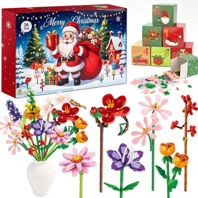 Adventskalender 2026 mit 24 Kunstblumen, Blumenstrauß, DIY-Bausatz