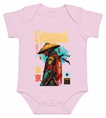 Obrázok produktu pre Cyberpunkový Tokyo 2024, samuraj, robot, kyborg, anime, Japonsko, obdobie Y2K. Dievčenský body, ružová farba, veľkosť 3/6 mesiacov