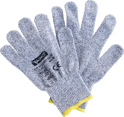 Produktbild von TAINO Schnittschutzhandschuhe Klasse 5 EN388 2er Set Größe M - Hochleistungs PE, Elasthan und Glasfaser - Grau