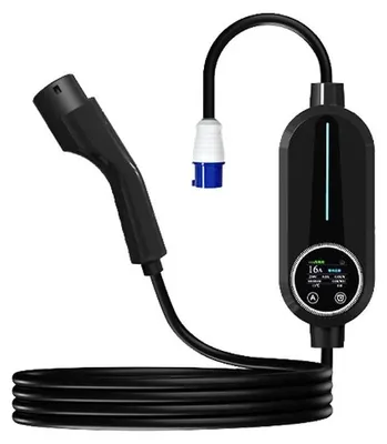 Immagine prodotto di Caricabatterie portatile per veicoli elettrici - Wallbox Tipo 2 - 7 kW, 32 A, CA 110/220 V - Cavo da 5 m - Impermeabile IP66 - Funzione timer - Nero