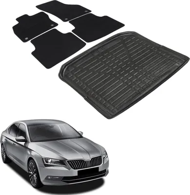 Produktbild von Kofferraumwanne Fußmatten Set Für Skoda Superb 2015-2023 Stufenheck, Genaue Passform