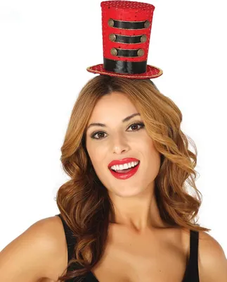 Produktbild von Guirca Steampunk Mini-Hut Zylinder rot-schwarz Einheitsgröße