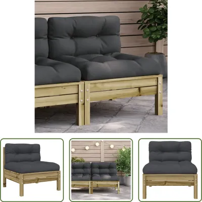 Produktbild von The Living Store Gartensofa ohne Armlehnen mit Kissen Kiefernholz