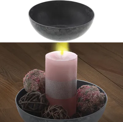 Produktbild von Deko Schale rund Schieferoptik grau Ø20cm x H7,5cm Kunststoff Pflanzschale Snackschale Obstschale