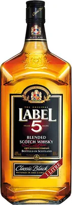A bottle of Label 5 Blended Scotch Whisky.