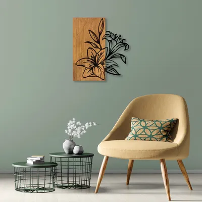 Image de Wallity, MA- SKL2264, couleur noyer,noir, Autres décorations pour la maison, 58 x 52 cm, 50% bois (épaisseur : 3 cm) / métal (épaisseur : 1