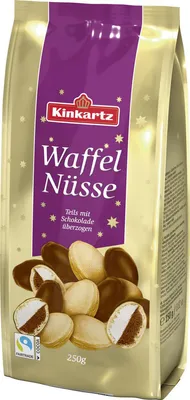 Obrázek produktu pro Oplatkové ořechy Kinkartz s vanilkovou a nugátovou krémovou náplní 250g
