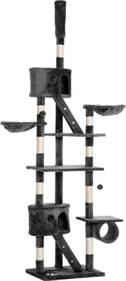 Produktbild von Katzenbaum Kratzbaum Katzenkratzbaum Kletterbaum Katze Sisal Deckenhoch (Höhenverstellbar Von 240-260Cm) Dunkelgrau