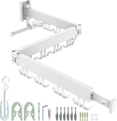 Produktbild von Famanu Wandtrockner klappbar - Aluminium, 360° drehbar, weiß