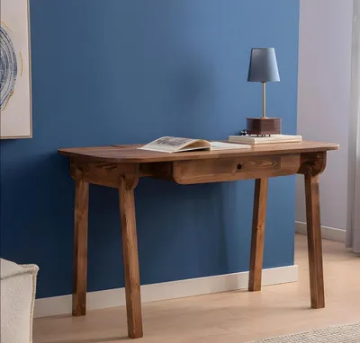 Image de Table à tiroirs marron foncé Bureau design en bois Meubles de bureau