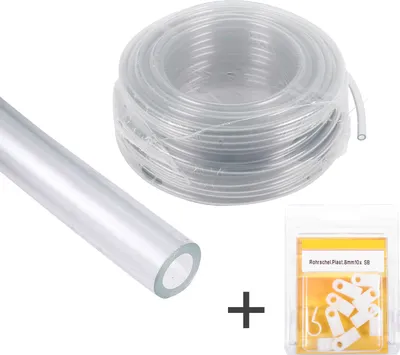 Immagine prodotto di Tubo in gomma trasparente da 1 metro, sezione 8x2 mm, per impianti idraulici di camper e caravan