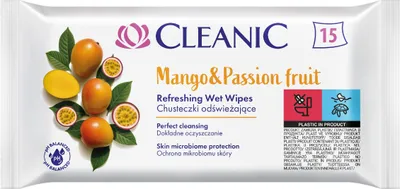 Obrázok produktu pre CLEANIC osviežujúce utierky – mango a maracuja – 15 kusov