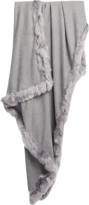 Image de Femme fourrure d'alpaga garniture écharpe en laine d'alpaga gris 180 cm