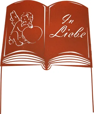 Produktbild von UNUS® Grabstecker Buch "In Liebe" Trauerdekoration Grabschmuck Metall Rost