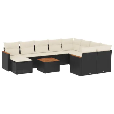 Produktbild von vidaXL 11-tlg. Garten-Sofagarnitur mit Kissen Schwarz Poly Rattan