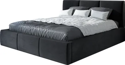 Produktbild von Polsterbett VEROM 140 x 200 mit Matratze und Bettkasten. Farbe: Schwarz