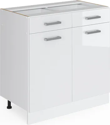 Produktbild von Vicco Küchenunterschrank R-Line, 80 cm ohne Arbeitsplatte, Weiß Hochglanz/Weiß