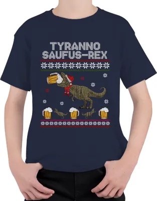 Produktbild von Tyranno Saufus-Rex Ugly Sweater - Weihnachten Xmas Christmas Uni Kinder T-Shirt, Navy, 104