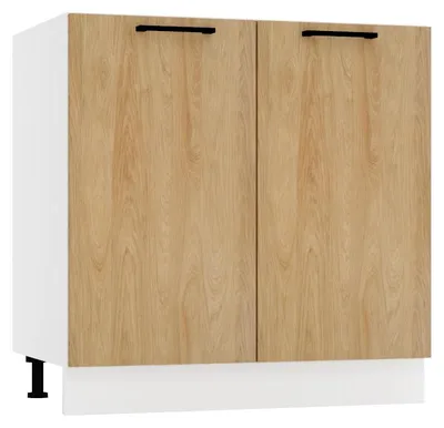 Produktbild von Küchenunterschrank 80 cm - Hicora-Eiche - 2 Türen - ohne Arbeitsplatte - Soft-Close-System - Unterschrank für die Spüle