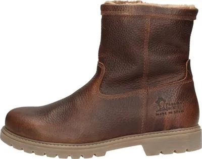 A single brown leather boot shown from the side against a white background.
