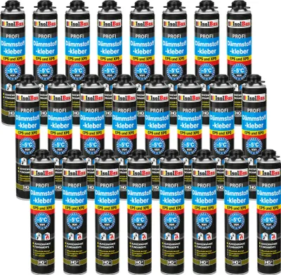 Produktbild von Isolbau B2 Dämmstoffkleber - 24 x 750 ml Perimeterkleber für EPS- & XPS-Platten - 1K PolyurethanKlebeschaum für Fixieren & Befestigen