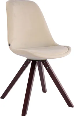 Produktbild von TPFLiving Besucherstuhl Toulon Samt Gestell Buchenholz Cappuccino Square creme