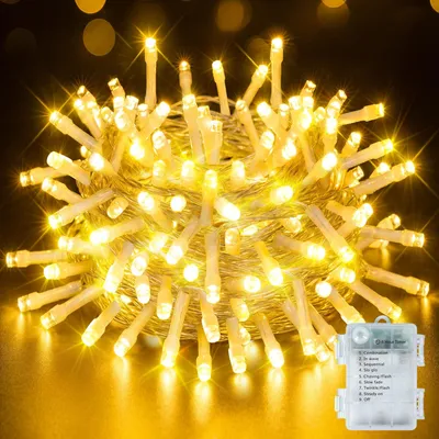 Lichtsnoer batteriebetrieben 10 m, warmweiß, 100 LEDs