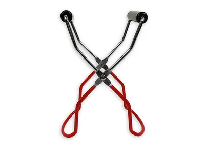 A pair of canning tongs is shown against a white background.