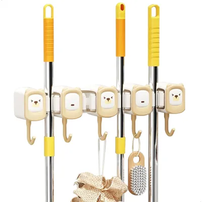 Image de Support mural pour balai avec 5 crochets pour outils
