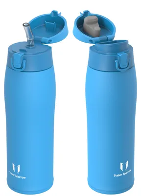 Produktbild von Sparrow Edelstahl Trinkflasche 750ml - Thermosflasche - 2 Deckel