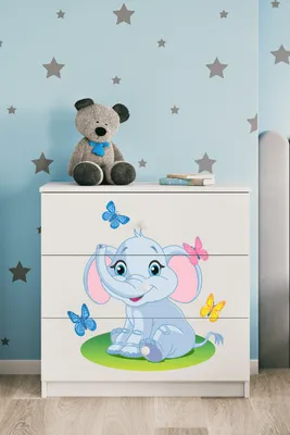 Produktbild von Kinderkommode mit Schubladen Elefant in der Farbe Weiß Babydreams