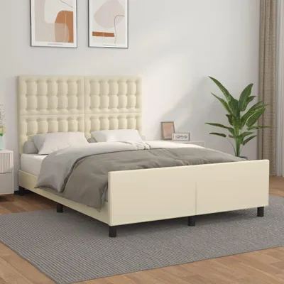 Produktbild von Möbel Bettgestell mit Kopfteil Creme 140x190 cm Kunstleder - Klassische Betten 3125569
