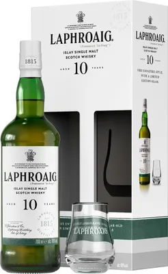 Produktbild von Laphroaig 10 Jahre - Geschenkset mit Glas - Islay Single Malt Scotch Whisky