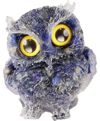 Zdjęcie produktu dla Figurka sowy z żywicy, lapis lazuli, kamień leczniczy, dekoracja, kolor niebieski, wymiary: 7,5 x 6 x 5 cm