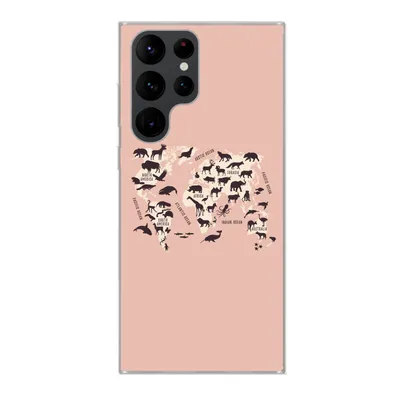 Produktbild von MuchoWow® Handyhülle Schutzhülle Hülle für Samsung Galaxy S22 Ultra Weltkarte - Tiere - Scherenschnitt Silikon Softcase Handy Hülle - Abbildung
