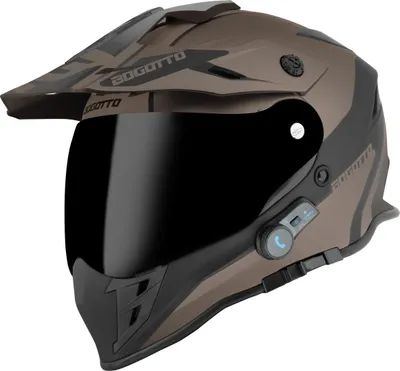 Image de Casque de moto Bluetooth Bogotto H331 BT Tour EVO, modèle Enduro, noir mat/marron, taille 2XL