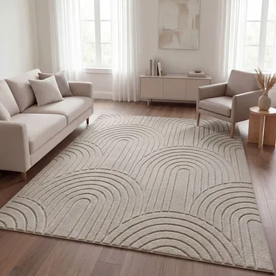 Produktbild von TT Home Wohnzimmer Teppich Schlafzimmer Hochflor Pflegeleicht Weich Waschbar Uni Modernes Design 3D-Optik Größe 240x340 cm
