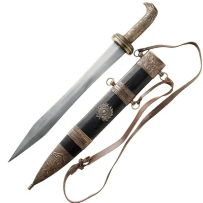 Immagine prodotto di Decorazione d'interni storica: modello di ufficiale romano con gladio e fodero, design romano antico, I secolo, idea regalo di alta qualità WS501429