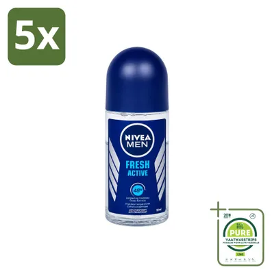 Produktbild von 5 x NIVEA MEN Fresh Active Antitranspirant Roll-On 50 ml - Großpackung - 5 Stücke