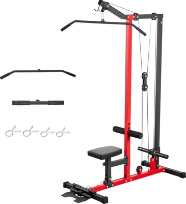 Zdjęcie produktu dla SucceBuy 2-w-1 stacja do ćwiczeń z drążkiem górnym o nośności ok. 227 kg, urządzenie fitness z drążkiem górnym do treningu pleców, ramion i barków, stacja siłowa do domu lub siłowni, czarna